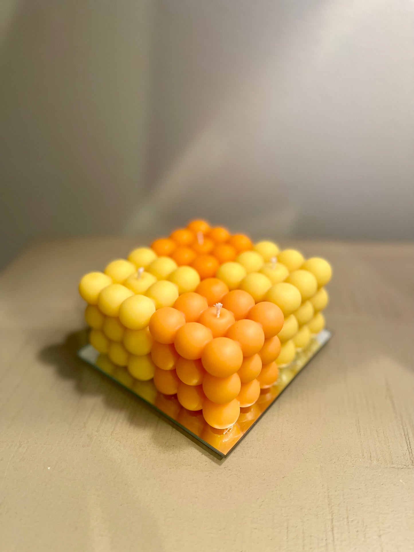 Yellow Cubed Candle