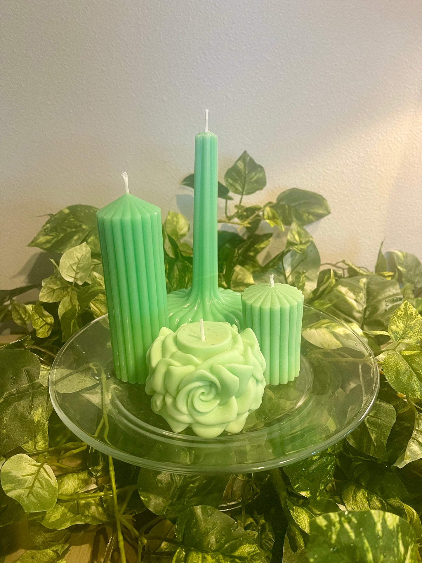 Green Rose Candle